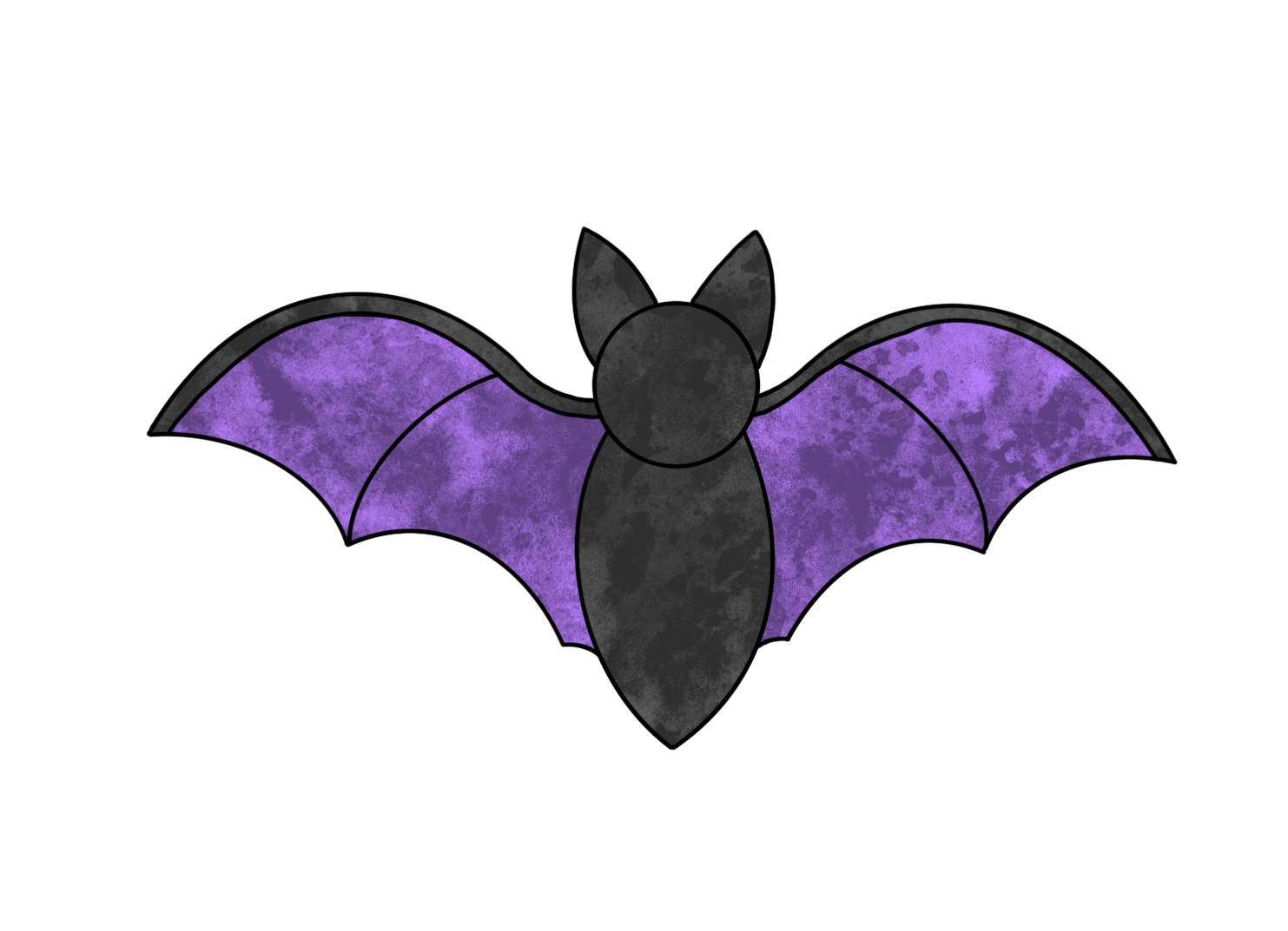 Black bat with purple wings stained glass